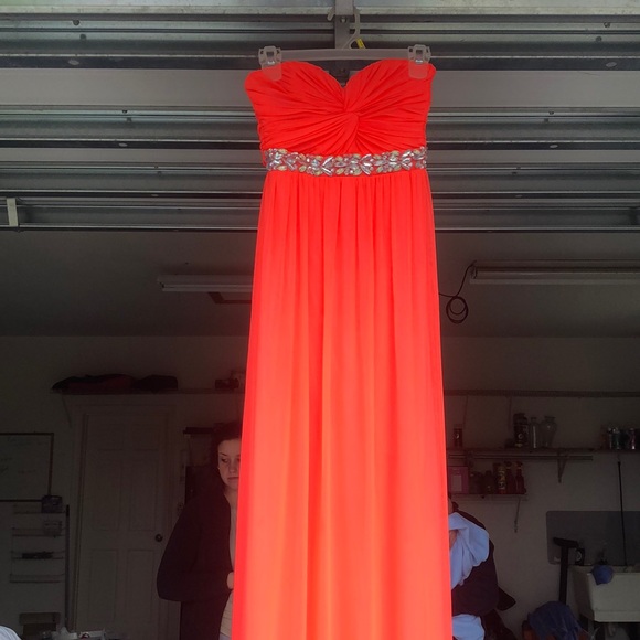 Long Coral Prom Dress